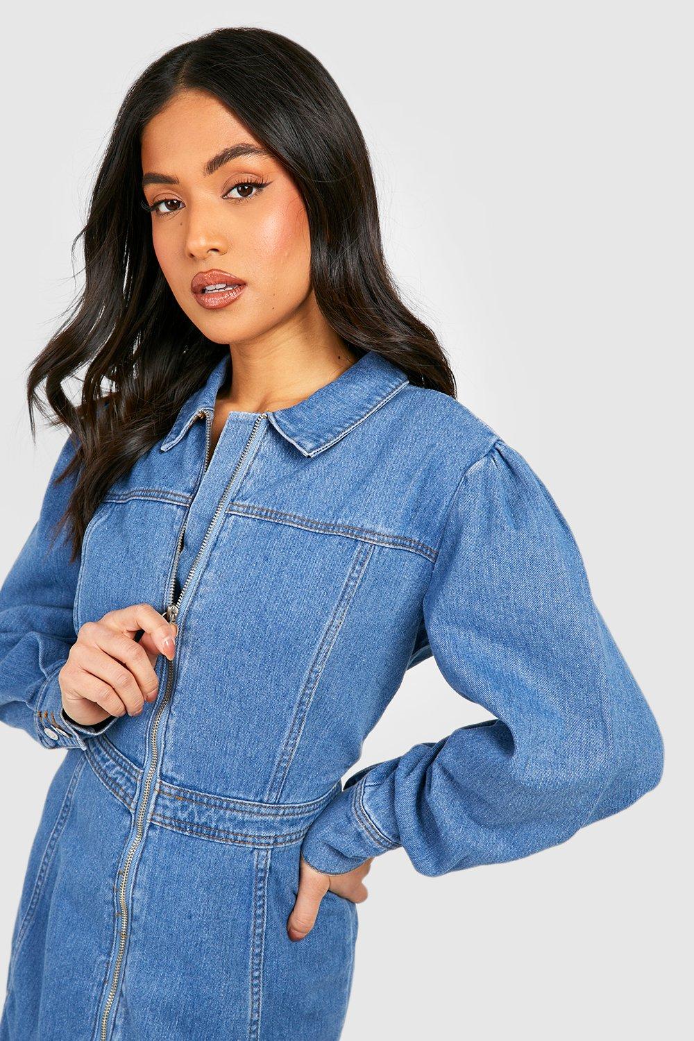 Long sleeve 2024 blue jean dress